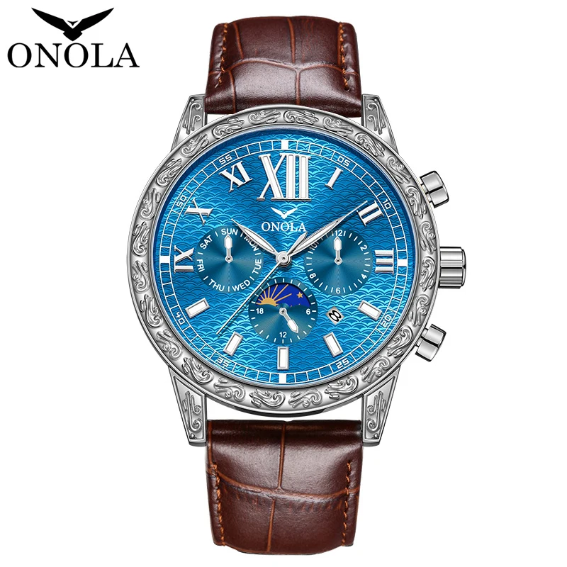 

Новые модные многофункциональные механические часы с фазой Луны, мужские кожаные ремешки, водонепроницаемые, с датой недели, роскошные автоматические часы, мужские