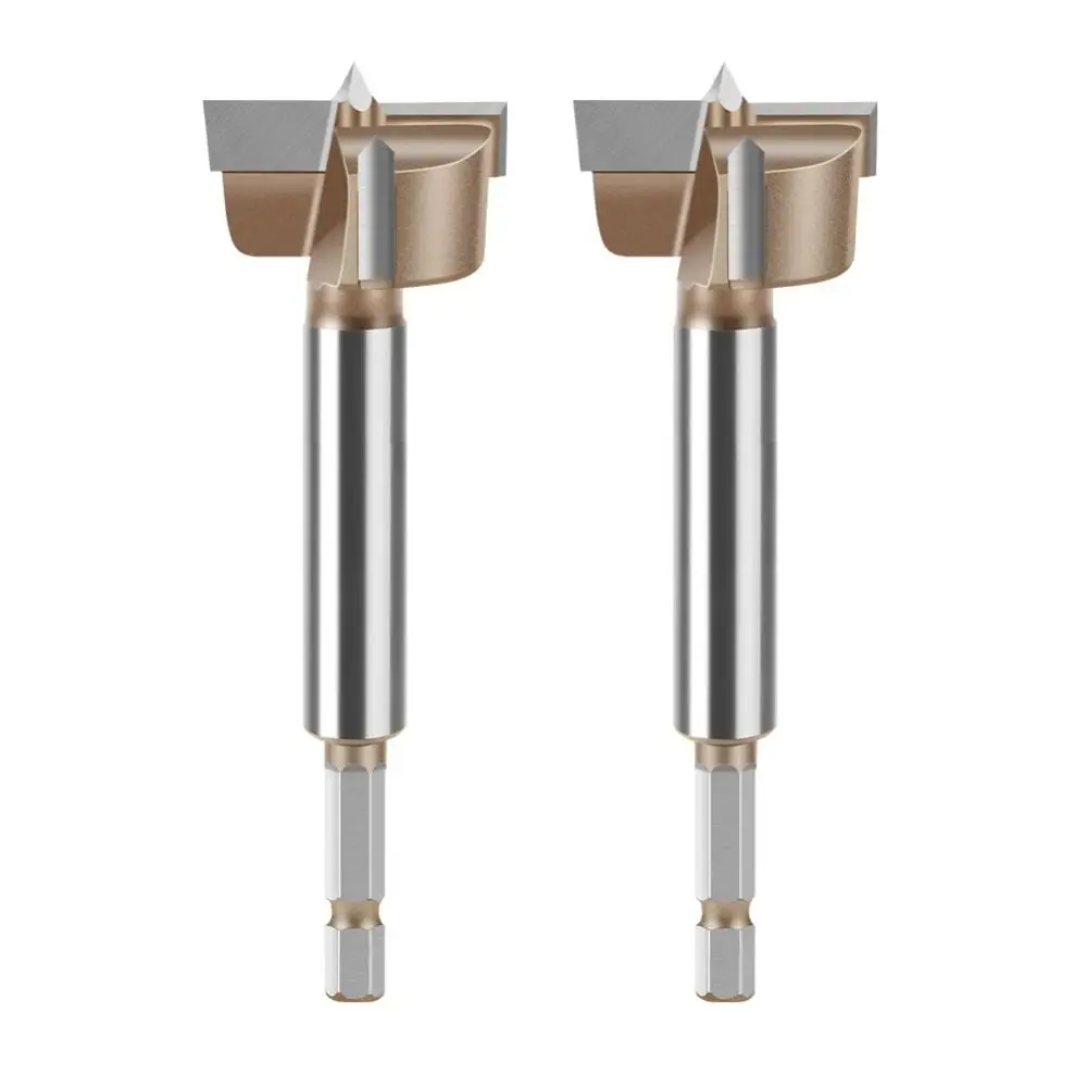 10-50mm Hinge Boring Bit Three Teeth Double Edge Opener Expanding Drill Bit Durable Hexagon Handle Hole Opener Tool 1/4in Shank