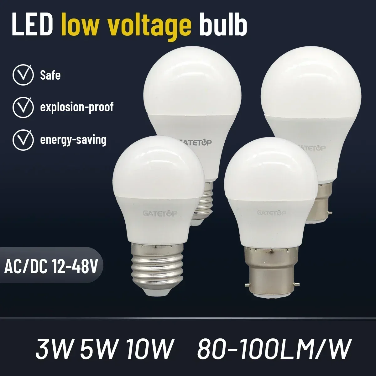 1-20PCS Low-Voltage AC DC 12V 24V 36V 48V LED Bulb A60 G45 10W Warm White Light Suitable for Lamp String to Replace Solar Bulb