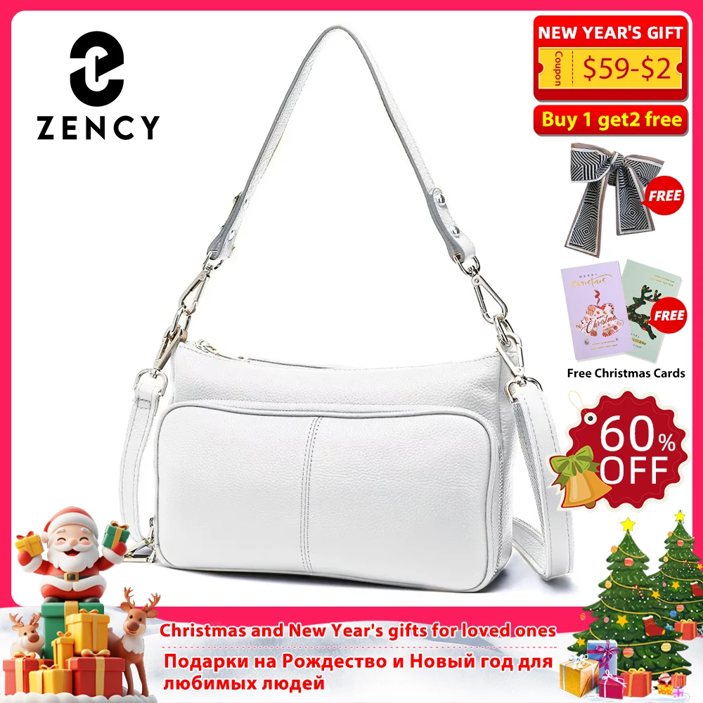 

Zency Women's Handbag 100% Genuine Leather Ladies Shoulder Crossbody Messenger Bag Fashion Hobos Black High Quality