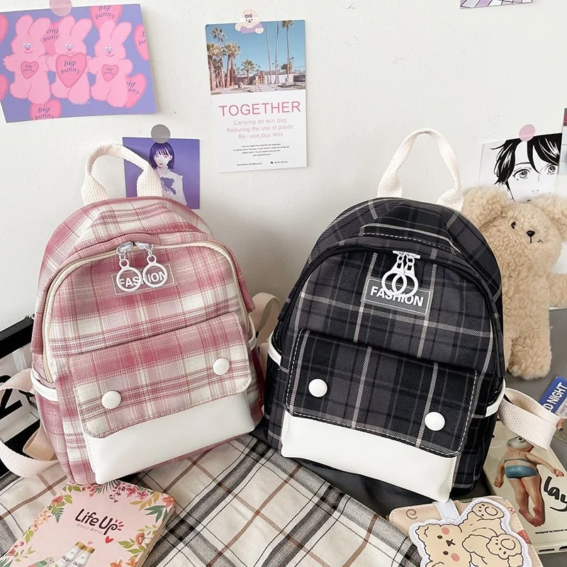 Korean style Plaid women Backpack small Casual Nylon School Bags For Teenagers Girls backpacks female Daypack bagpack totes