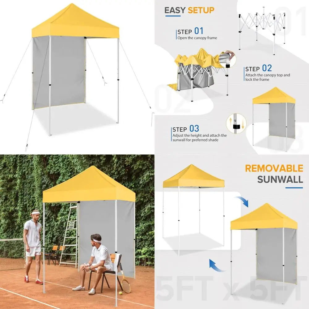 

Портативная уличная палатка с навесом 5x5 со съемной солнечной стеной, сумкой для переноски, желтый, идеально подходит для мероприятий и теней