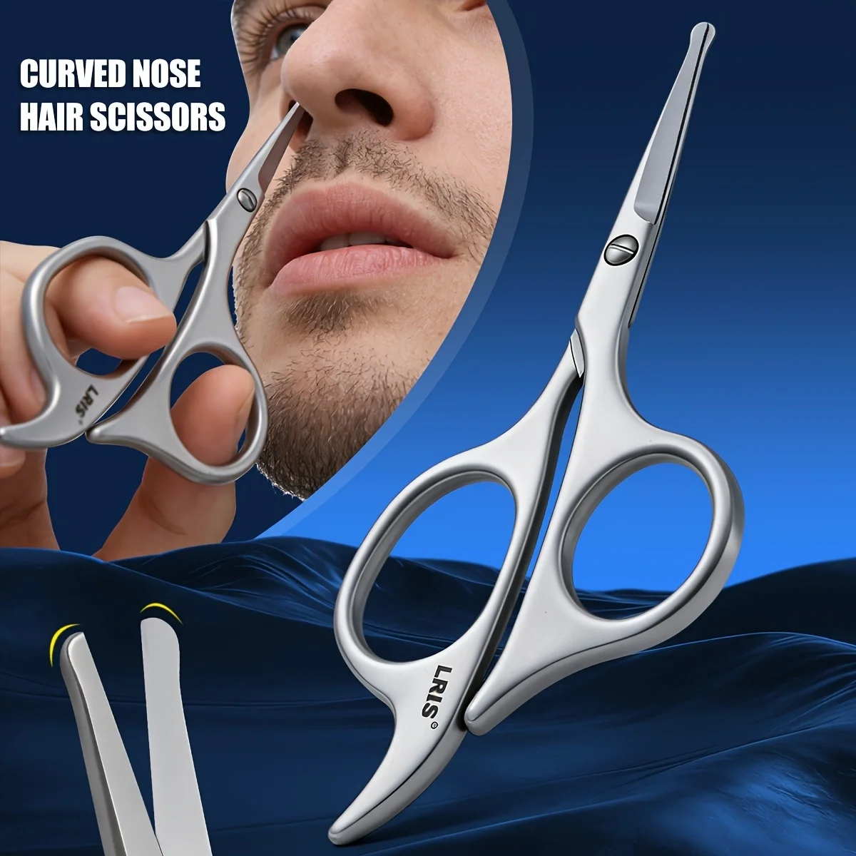 Stainless Steel Round Tip Nose Hair Scissors - Sharp & Smooth, No Pulling, Safe for Men Women, Trim Nose Hair Beard Eyebrows