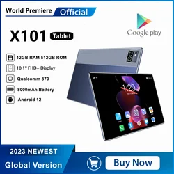 Tableta Pc X101 de 2023 pulgadas, dispositivo con Android 12, 12GB, 10,1 GB, Deca Core, Google Play, WPS, 5G, WIFI, Bluetooth, gran oferta, 512