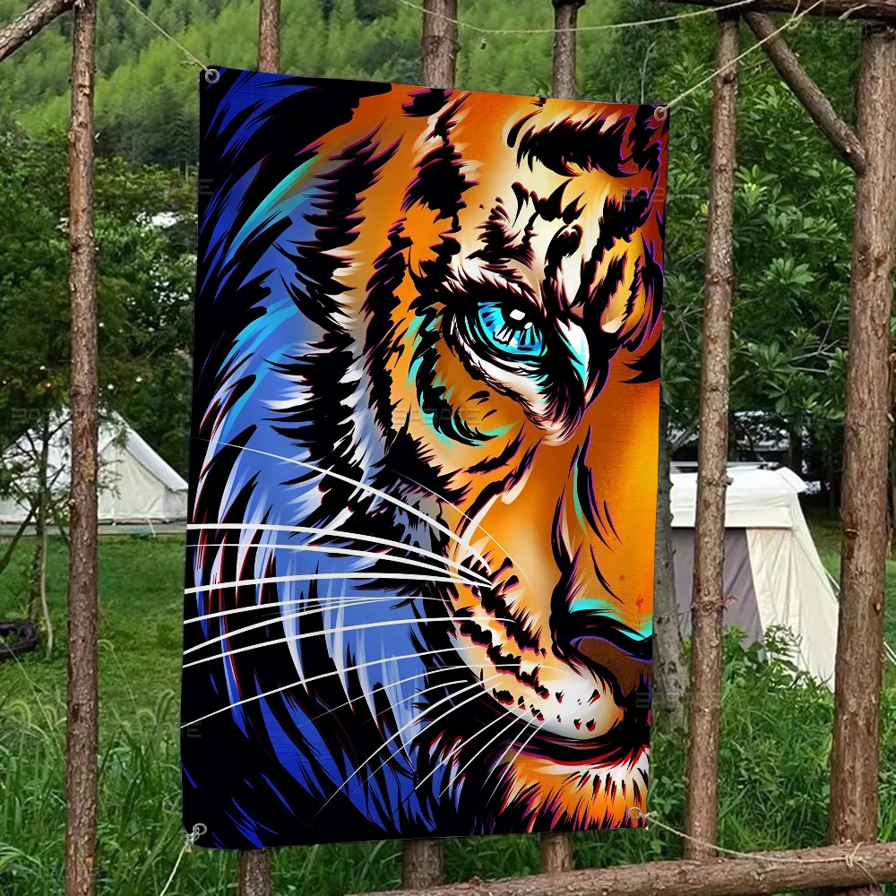 Tiger Animal Retro Flags Multiple Choice Living Studio Booth Interior Decoration Banner