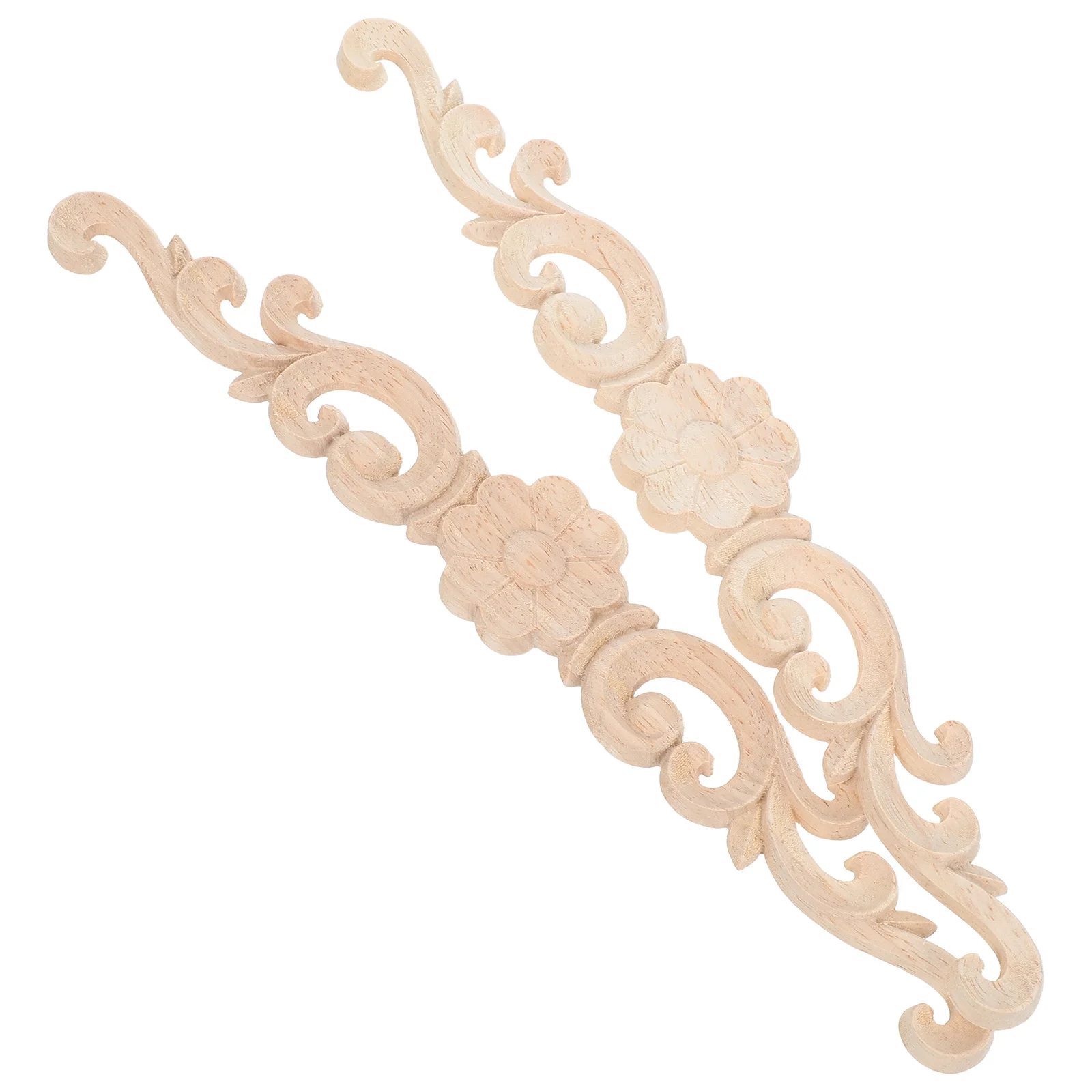 

2Pcs Solid Wood Carved Decorative Onlay Corner Applique for Furniture Door Cabinet Frames Creative Natural Wood Pattern