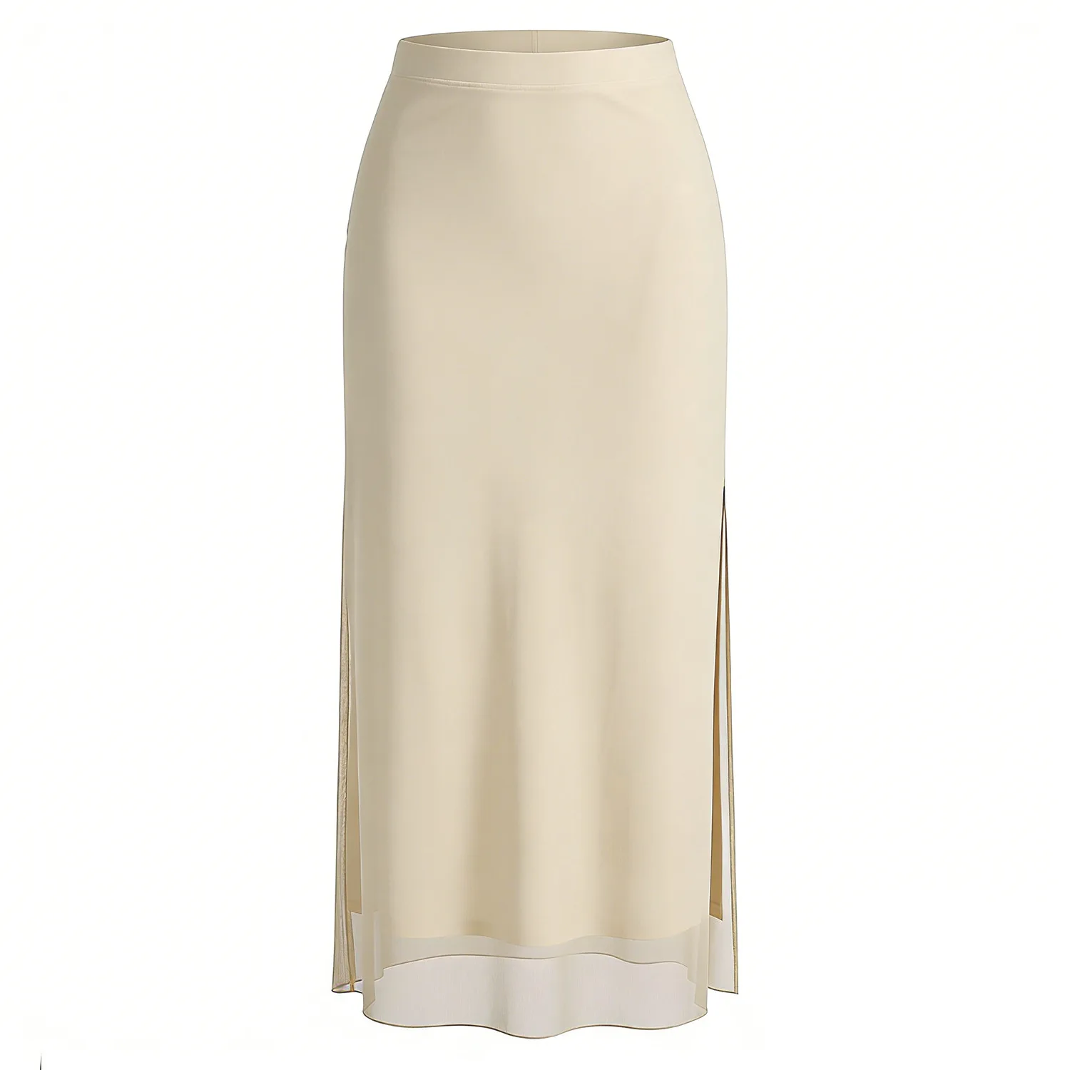High End Acetate Fiber Satin Skirts Women Elegant Elastic Waist Side Split Midi Skirt Woman Fashion Party A-Line Bodycon Skirts