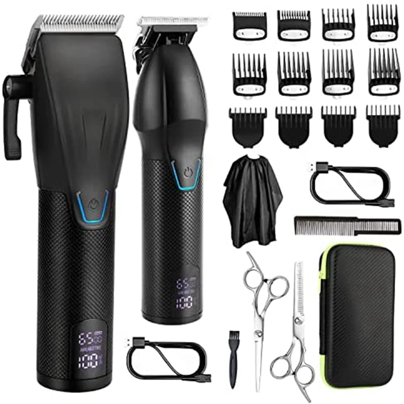 2025-Hair Clippers For Men,Professional Hair Cutting Kit,Cordless Barber Clipper And T-Blade Beard Trimmer Set