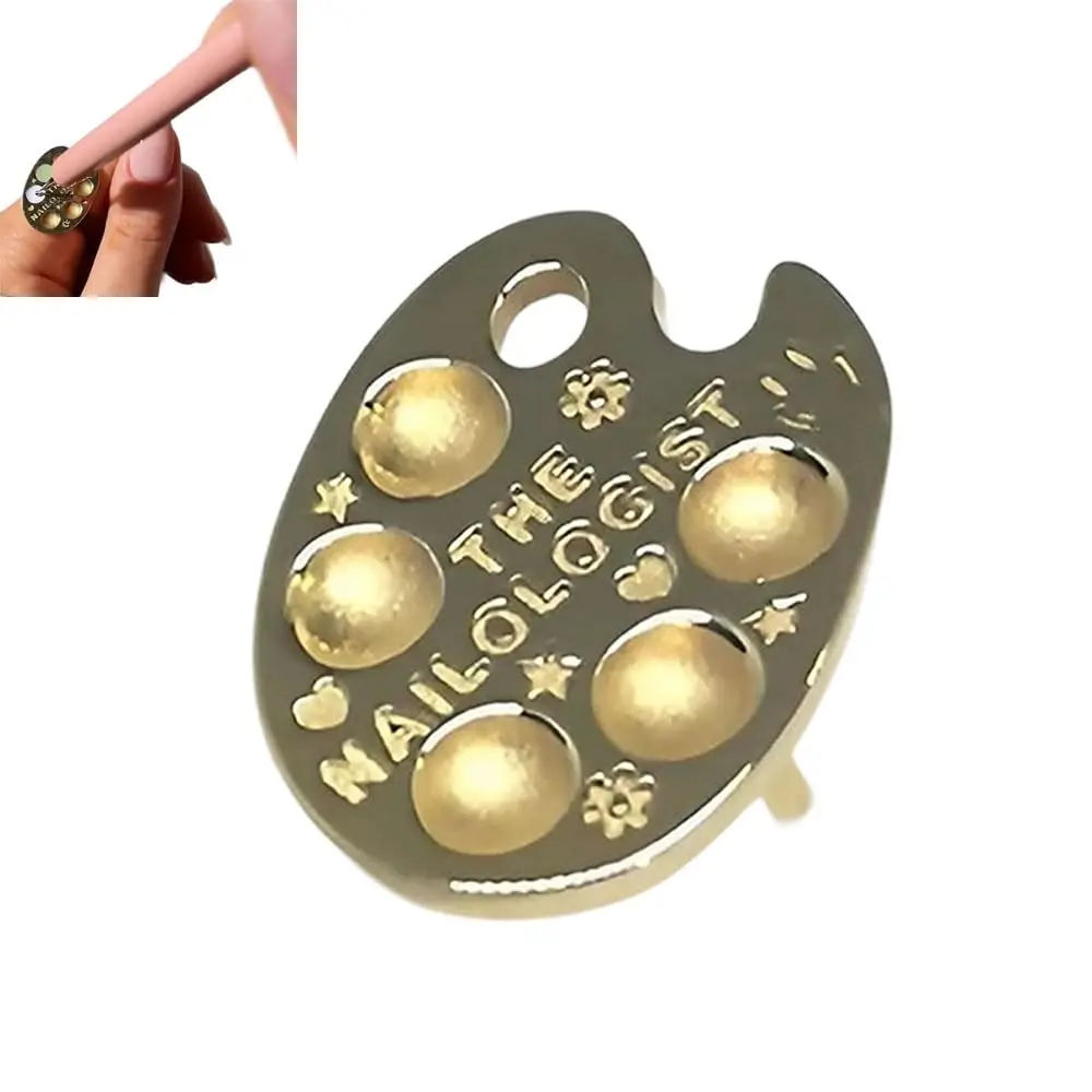 Anneau en métal Nail Art peinture Palette artiste professionnel bout des doigts ongles Palette portable or bagues manucure outils Mini