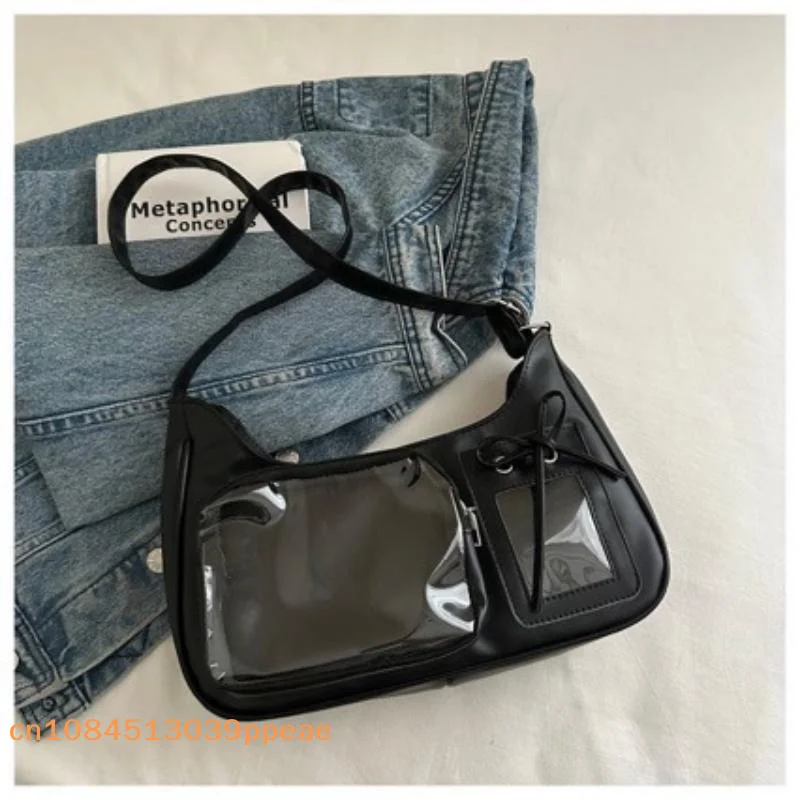 Y2k Harajuku Shoulder Bag Women Korean Transparent Ita Bag School Crossbody Bag Female Japanese Designer Preppy Handbag Purse