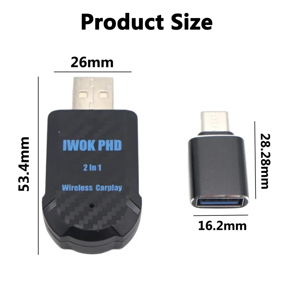 محول CarPlay اللاسلكي ومحول Android اللاسلكي التلقائي الصغير، 5 جيجا هرتز WiFi Type-C/USB التوصيل والتشغيل Carplay محول لاسلكي 2 في 1 #6