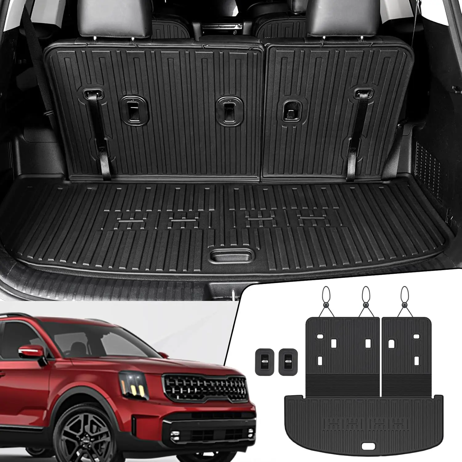

All-Weather Cargo Mat with Backrest for Kia Telluride 2020-2025, TPE Interior Protector Trunk Liner