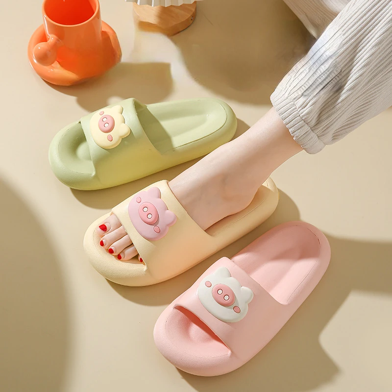 

Home Slippers Cartoon pig womens shoes Cloud Summer Soft Sandal Non Slip Slides Flip Flops Men Male Ladies Funny Flat Female