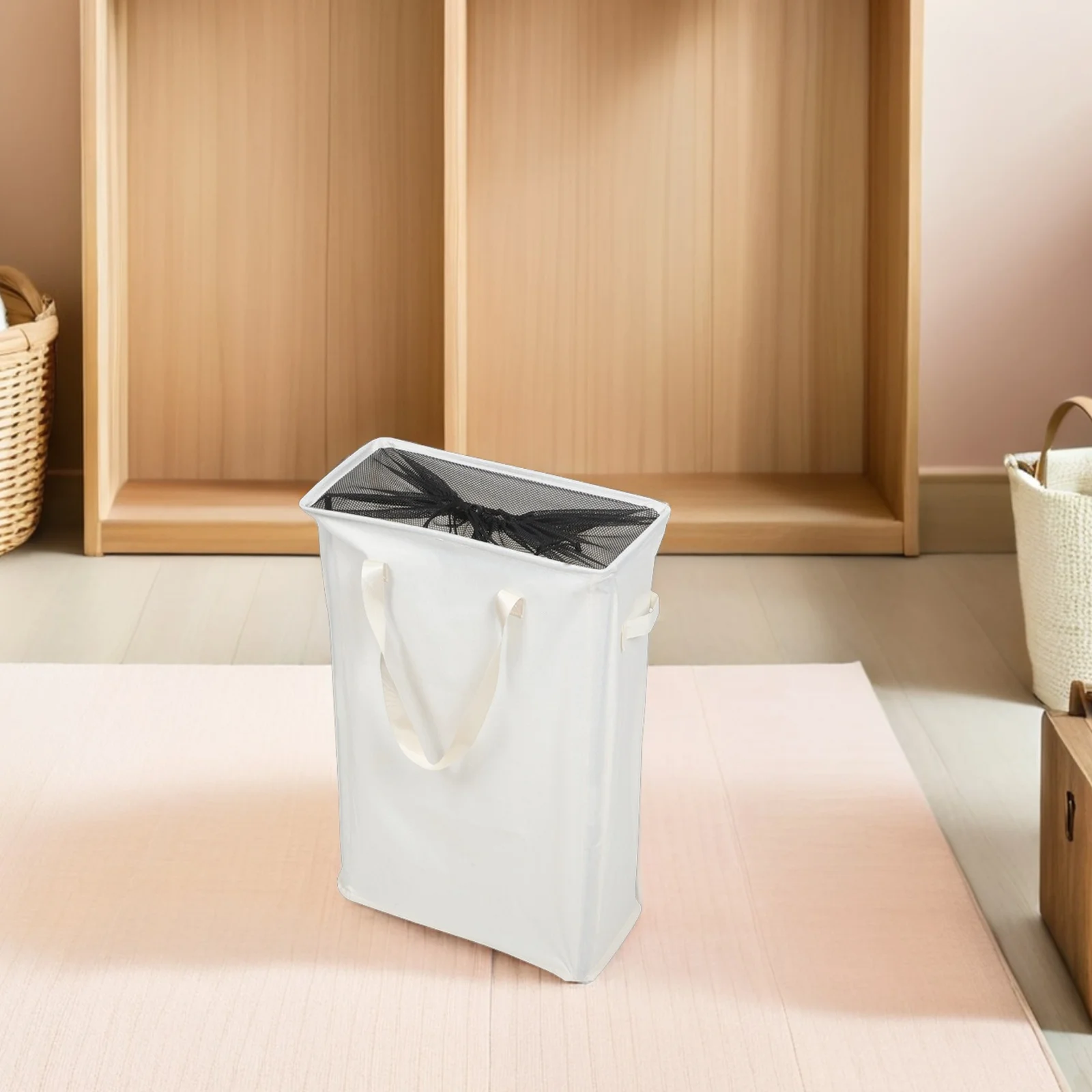 

Slim Laundry Hamper for Bedroom Bathroom Dorm Portable Folding Oxford Cloth Dirty Clothes Container Lightweight Space Saving