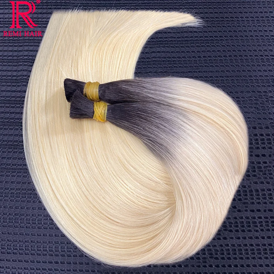 Human Hair Bulk No Weft Boho Braids Extension Virgin Human Hair Bundles 100% Real Smoked Root Blond Hair Weaving For Braiding