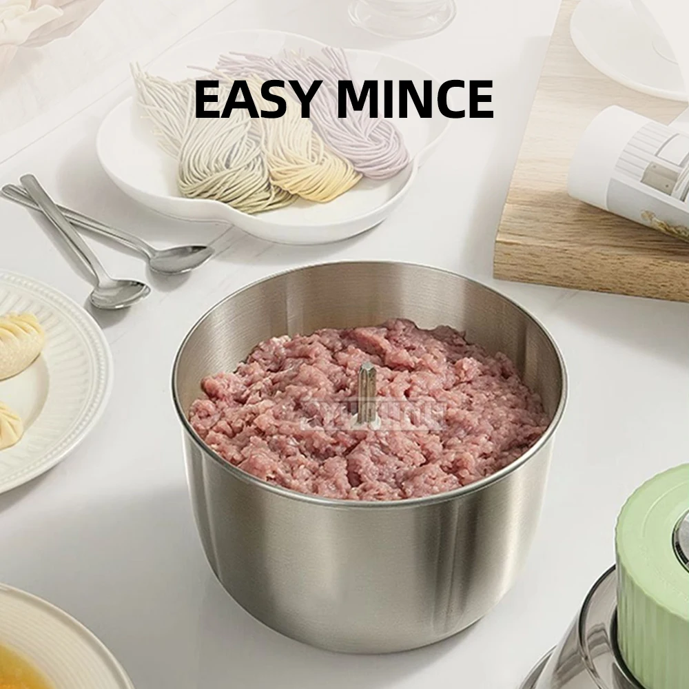 مفرمة لحم كهربائية للمطبخ، مفرمة طعام، كسارة خضروات متعددة الوظائف، 304، خلاط أوتوماتيكي من الفولاذ المقاوم للصدأ