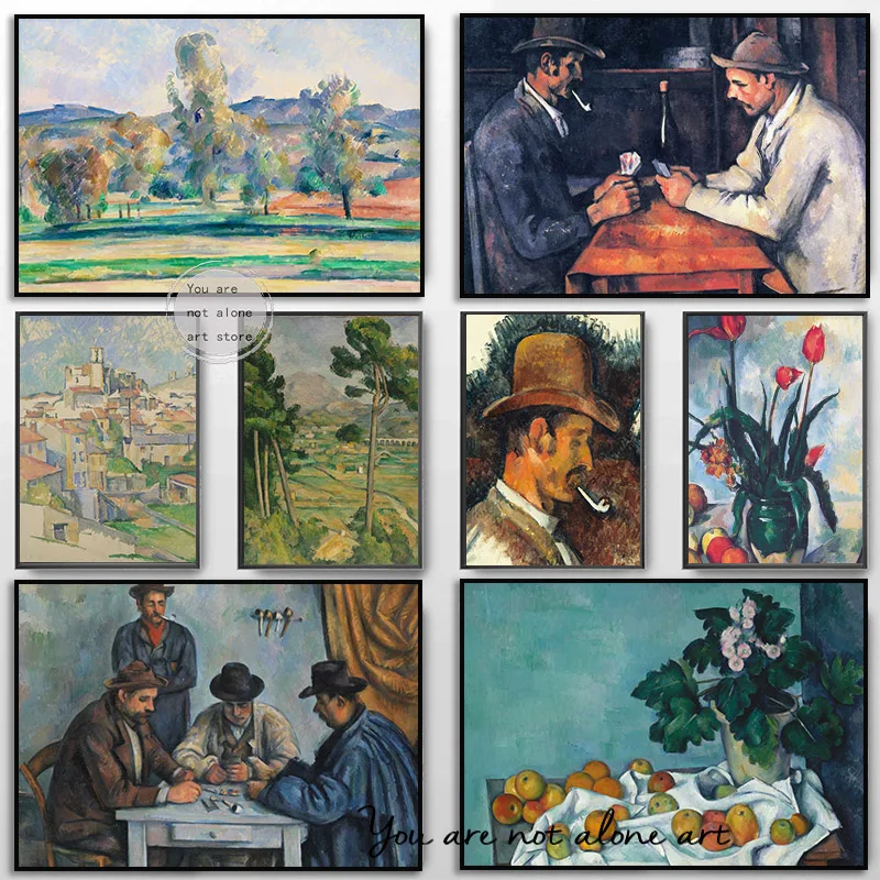 Retro Paul Cezanne Artworks Autumn Landscape The Card Players Fishermen Art Poster Canvas Painting Wall Print Picture Home Decor