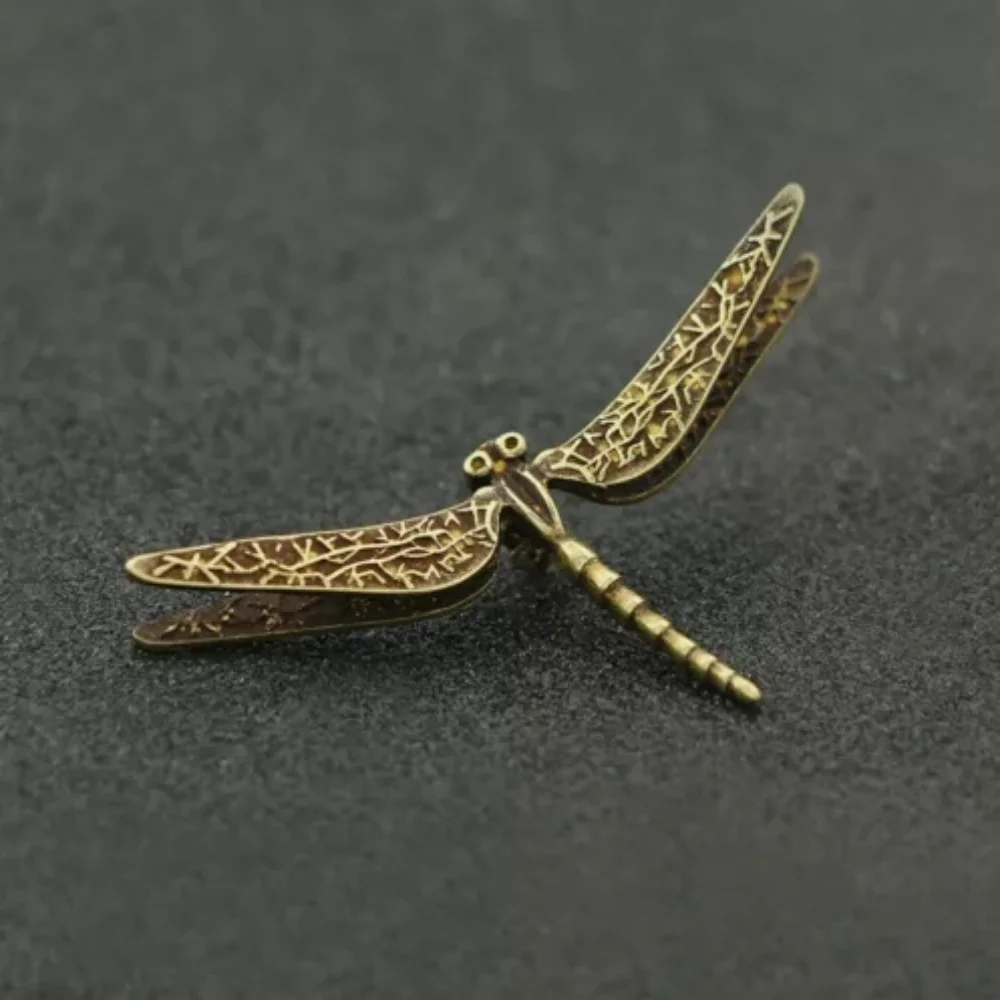 Solid Brass Dragonfly Figurine Small Statue Home Ornament Figurines Collectibles