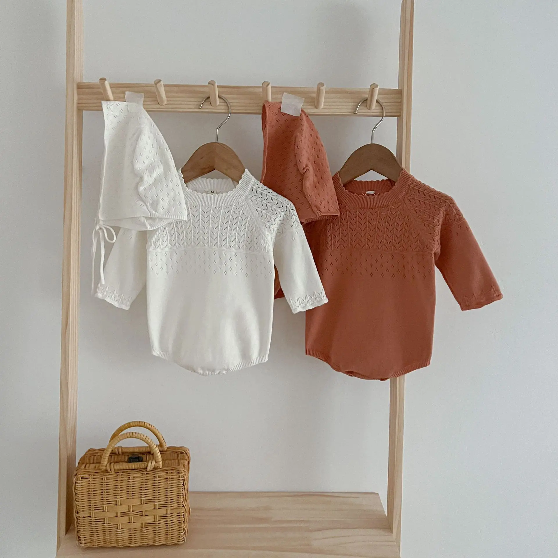 0-2Y Stricken Neugeborenen Overall Baby Mädchen Junge Frühling Herbst Kleidung Nette Langarm Pullover Romper + Hut Casual Neue geboren Outfits – Detail 1