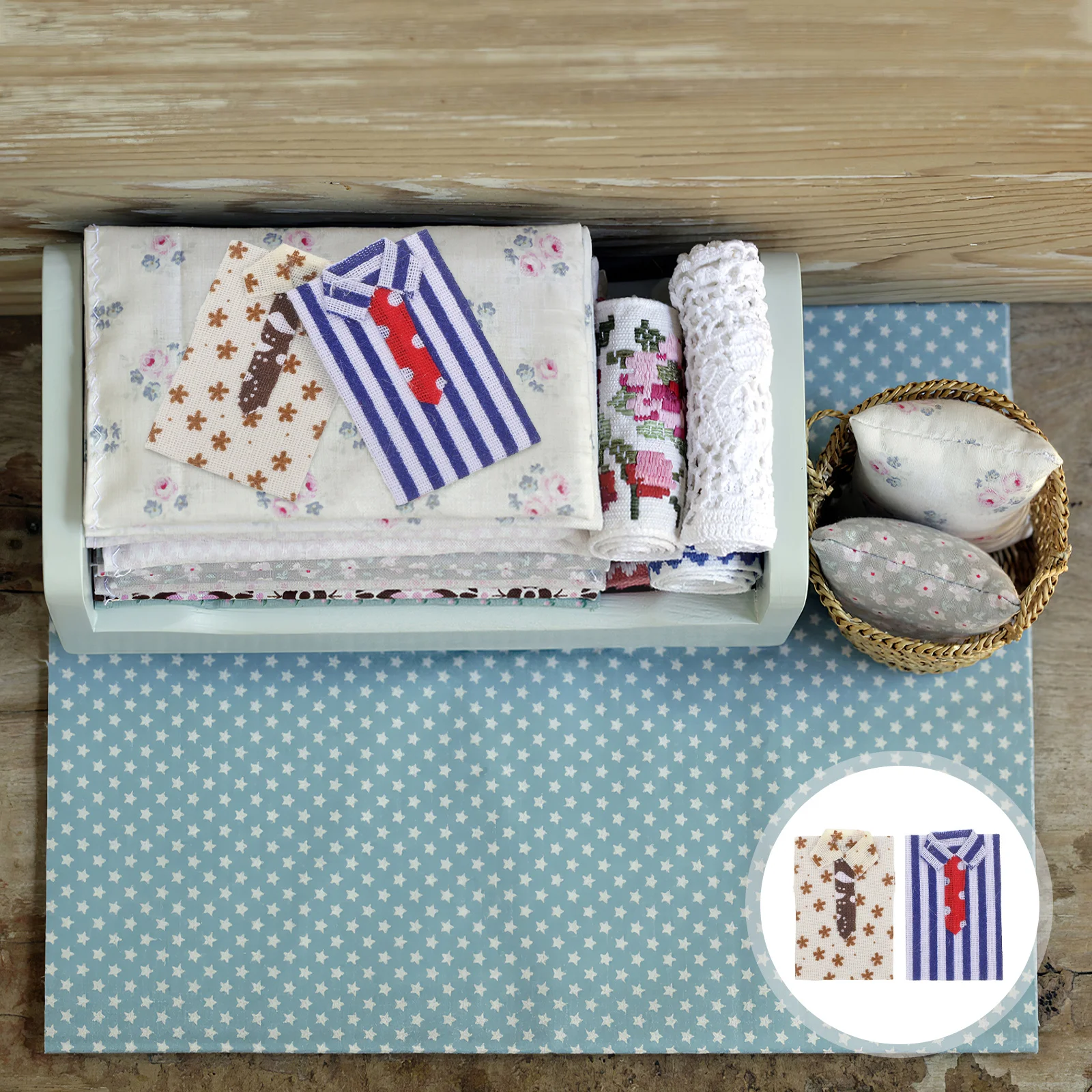 

2Pcs Miniature Shirt 1:12 Scale Lightweight Clothes for Dollhouse Wardrobe 6 Inch Figure Accessories 1:12 Clothes