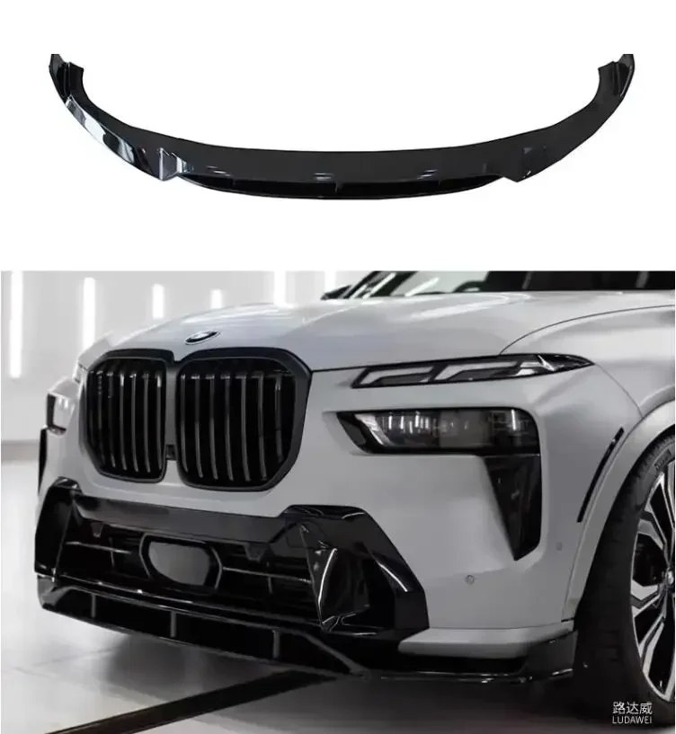 ABS Black Front Lip Bumper Side Body Skirt Wing Spoiler Rear Diffuser Grille Side Mirror Tips Cover For BMW X7 G07 2023 2024