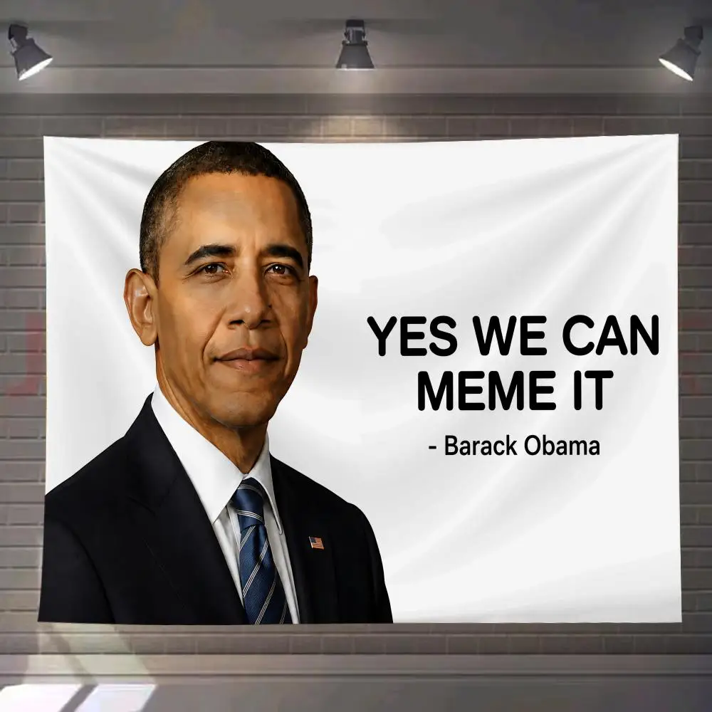 Barack Obama Yes We Can Tapestry Custom Living Bedroom Party Dormitory Interior Wall Bohemian Decoration Attached Clip
