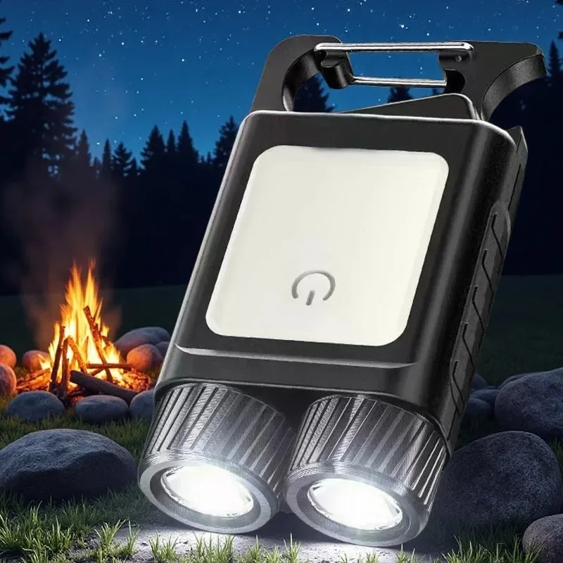 

Super Bright Mini Keychain Flashlight Rechargeable LED COB Torch Magnetic Pocket Clip Light EDC for Outdoor Camping Hiking