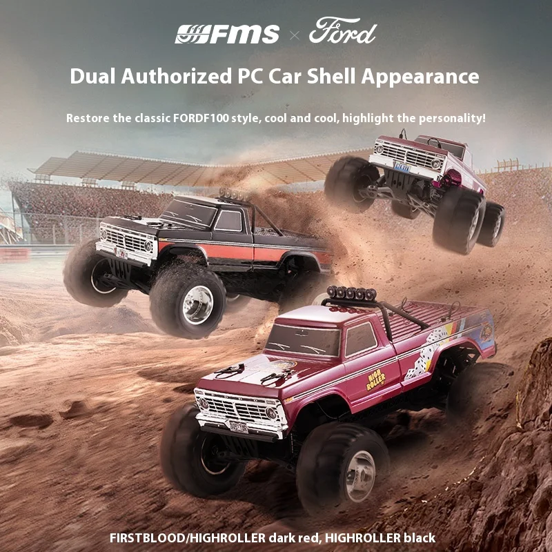 Fms 1/10 F100 Ford Pickup Truck Rtr Two Wheel Drive Remote Control Car Electric Climbing Car Off-Road Vehicle Toy Gift