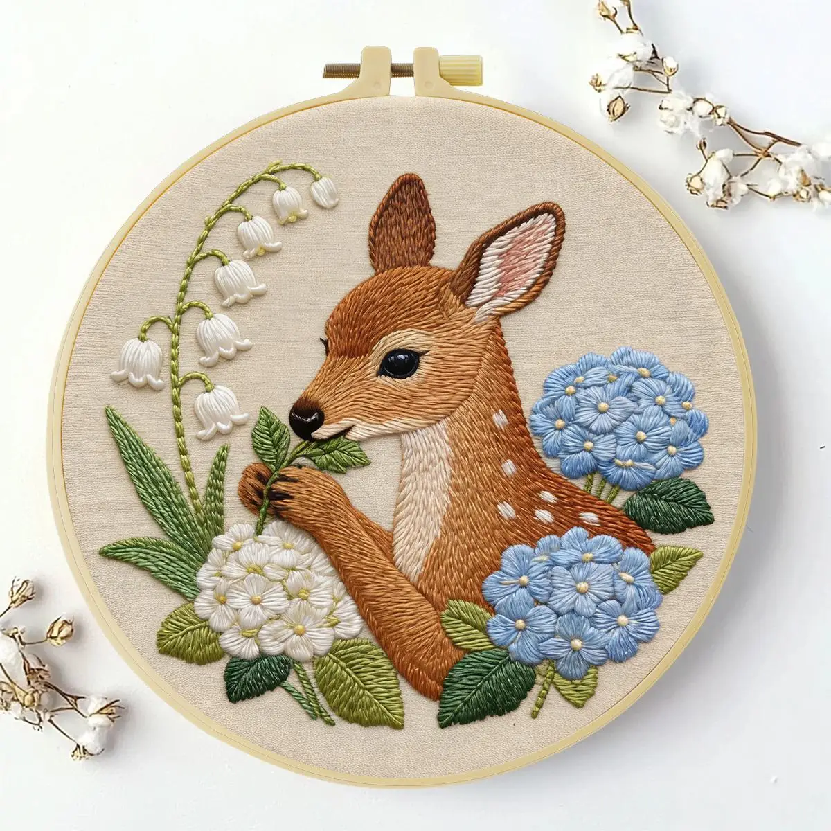 1 Stück 20X20CM/15X15CM 7,87/6,3 Zoll Rotes Hirsch Stickerei Starter-Kit DIY-Kit Stickerei-Set für Anfänger – Detail 2