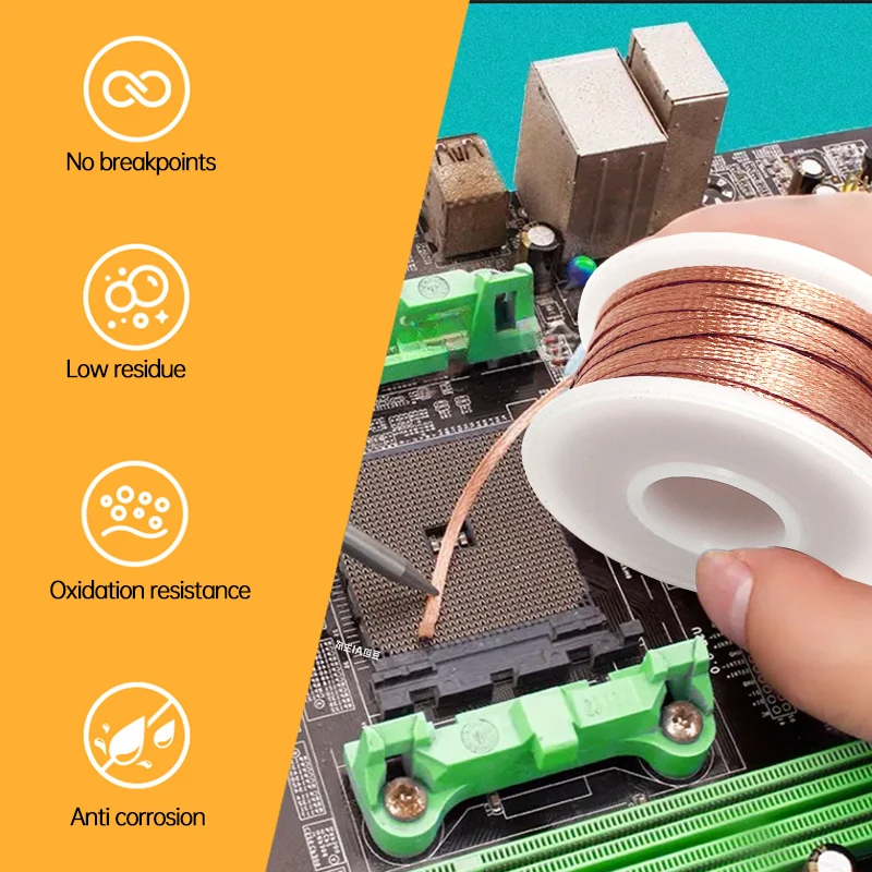 Desoldering Mesh Braid Tape Wire Repair Tool Copper Welding Point Solder Remover for Wire Soldering Wick Tin Lead Cord Flux