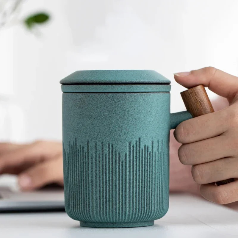 

Ceramic Tea Mug with Infuser Green Ceramic Tea Cup with Lid 300ml