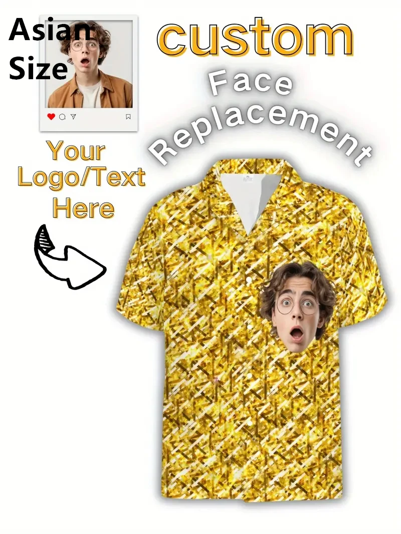 

Custom Hawaii Men Beach Shirts Cute Design Button Clothing Customized Champion Shirt Photos Female Blouses Camisas De Hombre Top