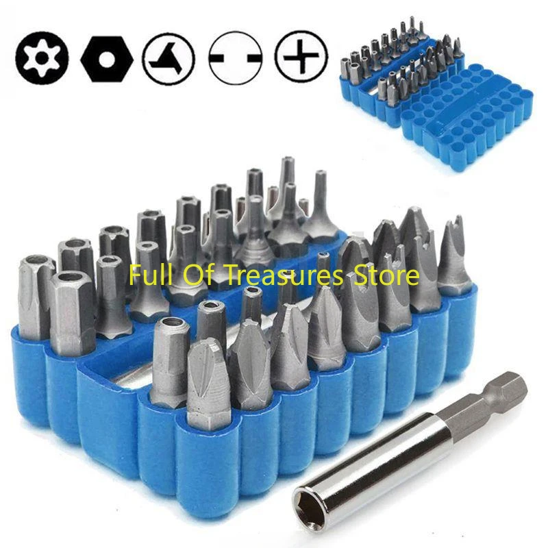 hollow Security Bit 33Pcs Set Tamper Proof Torx Spanner Screwdriver Star Hex Holder Rod M15 21