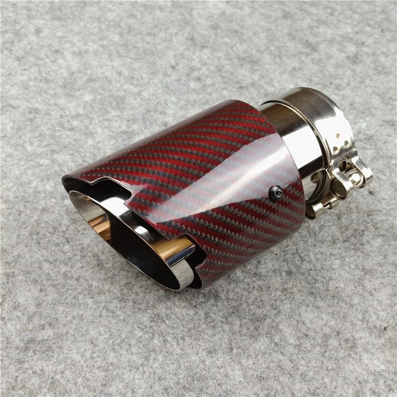 

Red Carbon Fiber Exhaust Tip, 1 Pc Universal Car Exhaust Tail Pipe Tip Muffler for Modification (76/89/101/114mm)