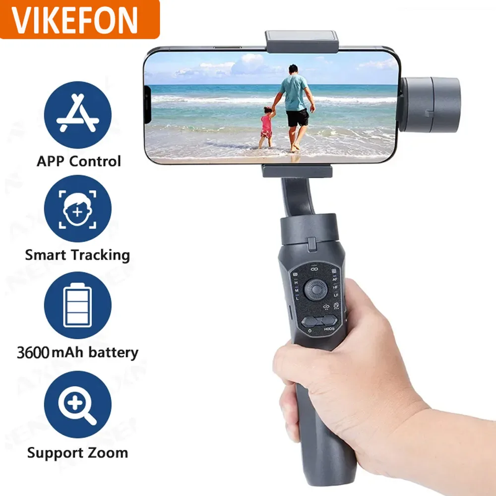 F10 Pro Handheld 3-Axis Gimbal Phone Holder Anti Shake Video Record Face Recognition Stabilizer for IPhone 15 14 13 Smartphone