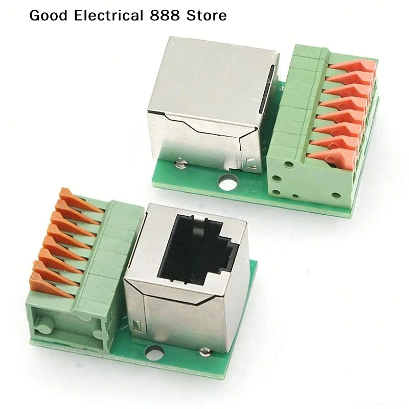 1Pcs Data Adapter Board Female Socket Guide Rail Installation Terminals Connector RJ45 Network Port Terminal Block Welding Free