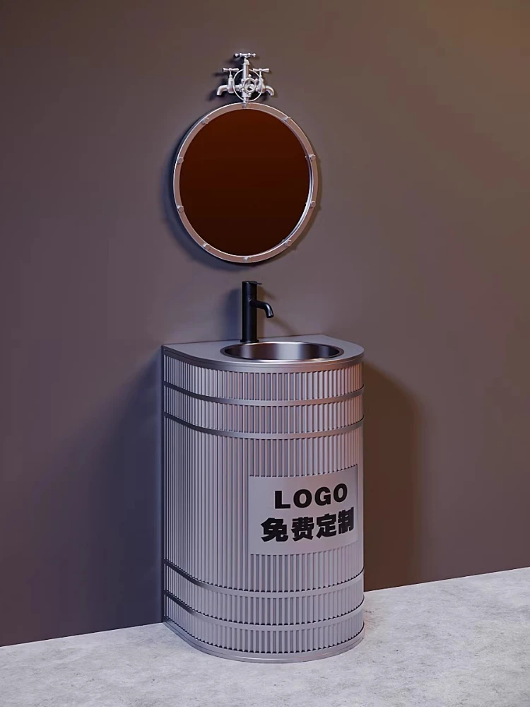 

Industrial style retro sink stainless steel creative commercial simple column basin