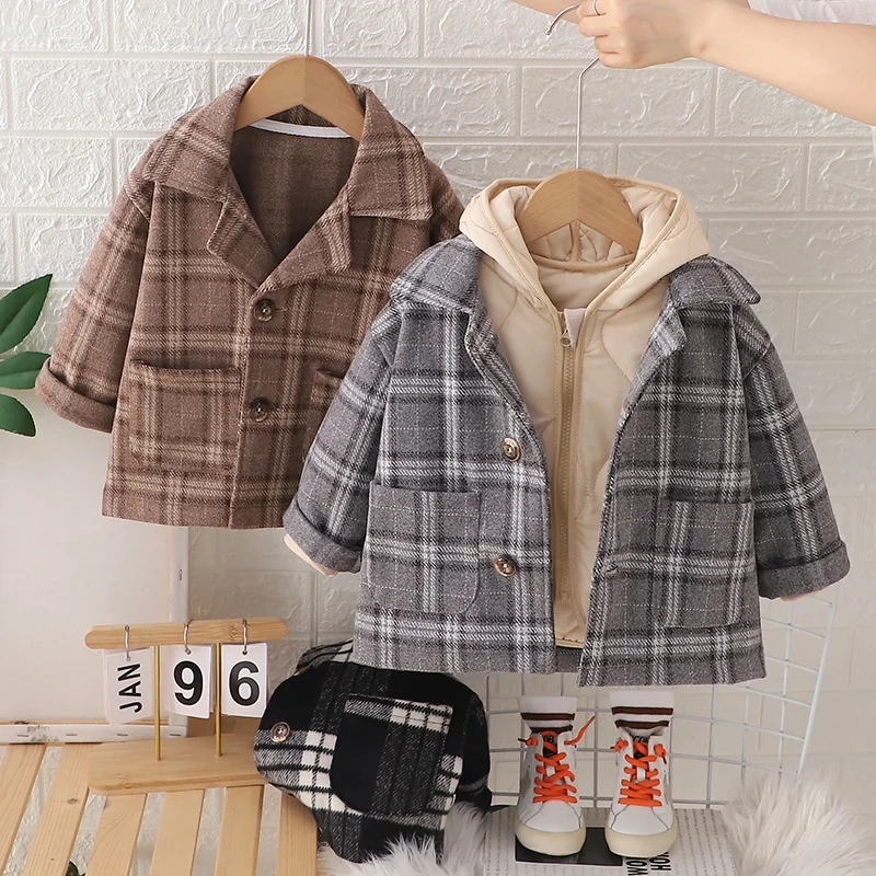 Abrigo de lana para niños, chaqueta cortavientos Retro, cálida, más gruesa, de algodón, regalo de Navidad, otoño e invierno, 2024