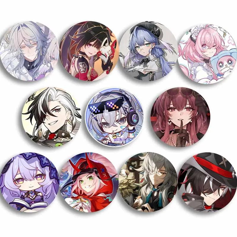 Pop Game Honkai Star Rail Soft Button Pins Tinplate Lapel Brooch Cartoon Character Kiana Kaslana Aponia Bronya Raiden Mei Badge