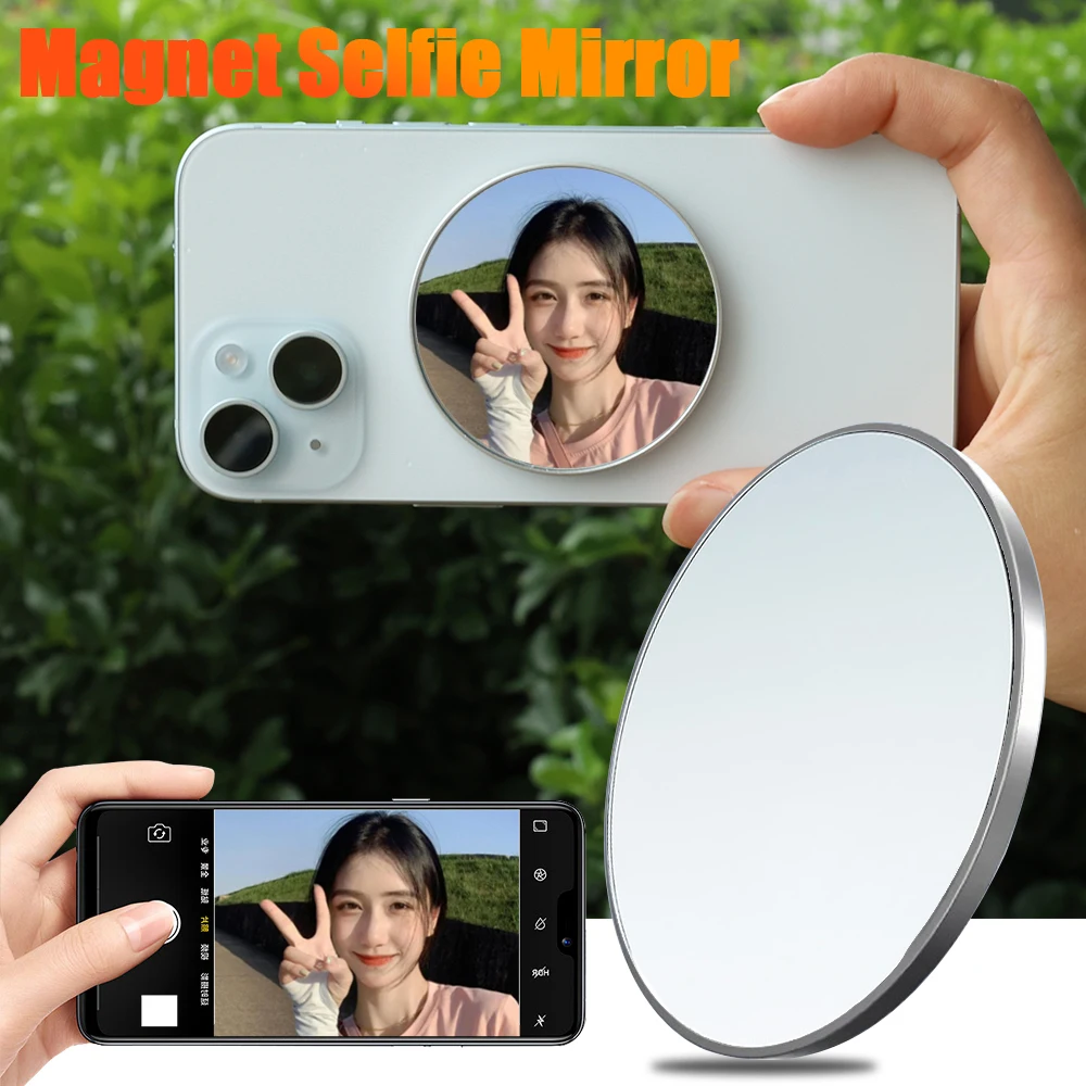 For Magsafe Magnetic Convex Mirror Mobile Phobes Video Selfie Vlog Magnet Beauty Mirrors For Makeup Video Streaming Selfie