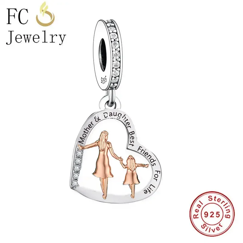 

FC Jewelry Fit Original Pan Charms Bracelet 925 Silver Mother and Daughter Best Friends For Life Bead For Making Women Berloque