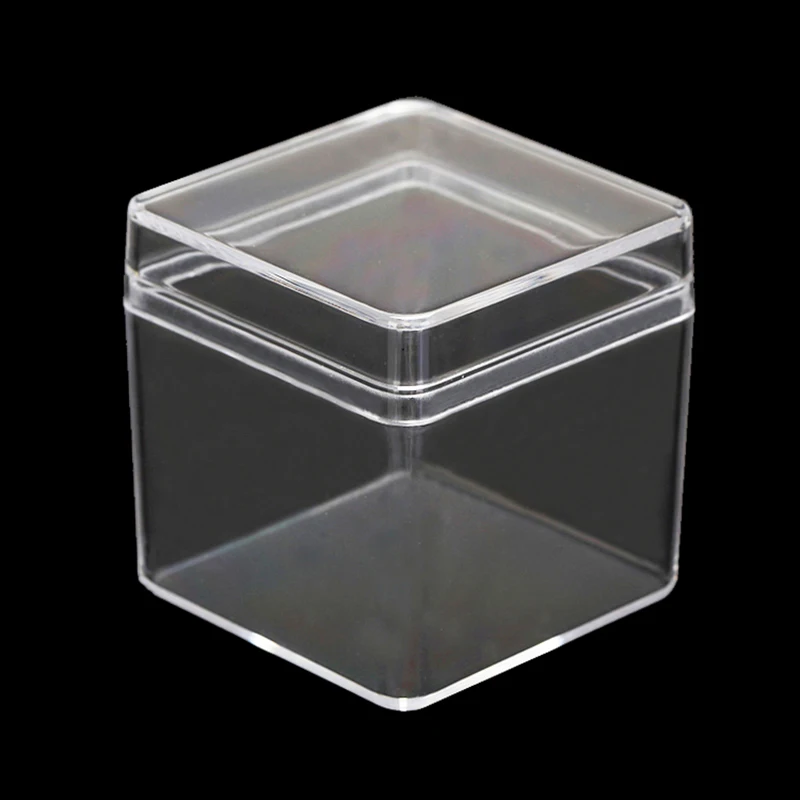 4x4x4 cm Square Small Box PS Transparent Plastic Storage Box Collection Showpiece Box Display Packaging Box