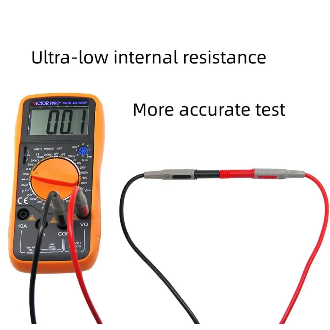 Cleqee P1032 2PCS Dual 4mm Sheathed Banana Plug Multimeter Test Lead Doublel Ended Copper Plug PVC Cable 1000V 15A 100cm Wire