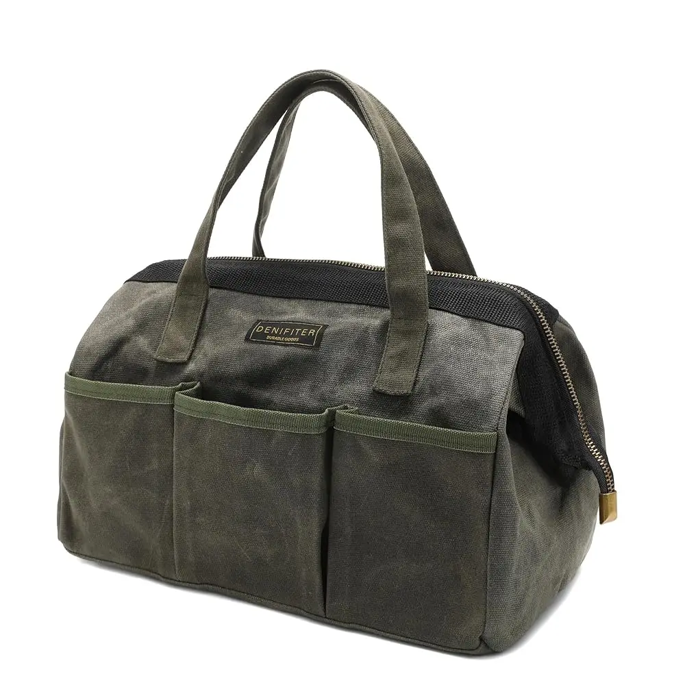 

13-дюймовая сумка для инструментов, прочная водонепроницаемая сумка для инструментов с широким отверстием, сумка-переноска с ручкой для инструментов, гаечных ключей, отверток (13 дюймов)