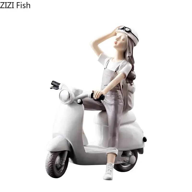 Modern Girl Character Resins Statue Desktop Decor Ornaments Cute Girl Painted Sculpture Figures Figurines Home Decoration view 6