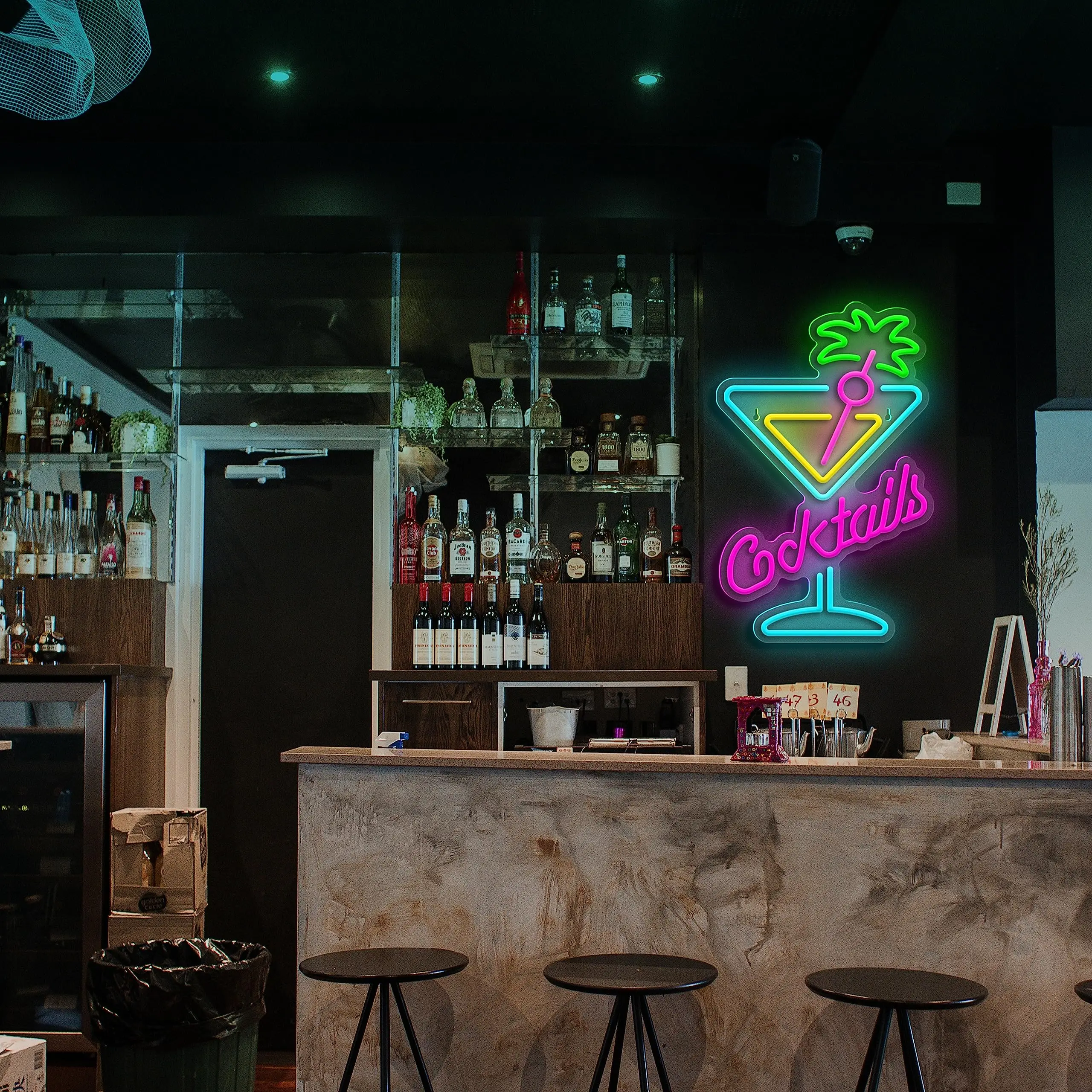 Cocktails LED Sign for Bar Party, Decoração estética, Sinais de néon, Loja Deco, Casamento, Aniversário, Clube, Venda de negócios, Publicidade