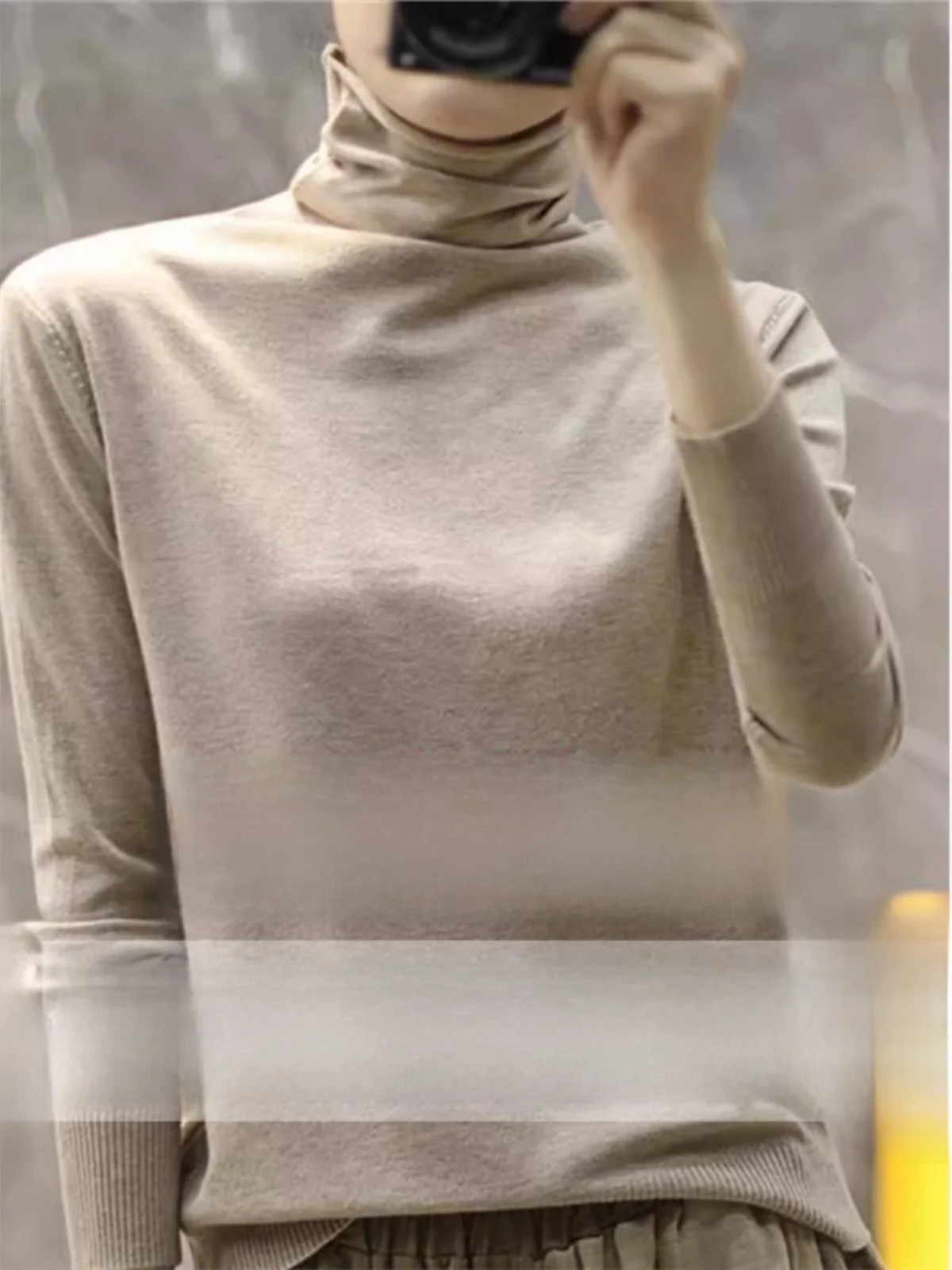 

Осенне-зимний женский шерстяной свитер с высоким воротником, вязаный верх, облегающий базовый слой, одежда, влажность ng