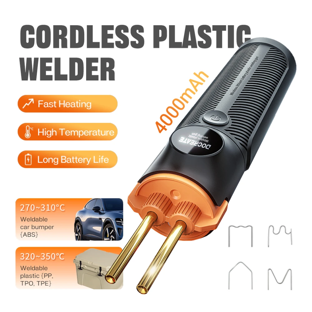 PW35 Plastic Welder with 4000mAh Battery  4 Stapler Types And USB Rechargeable for Car Bumper Kayak and Plastic Product Repairs