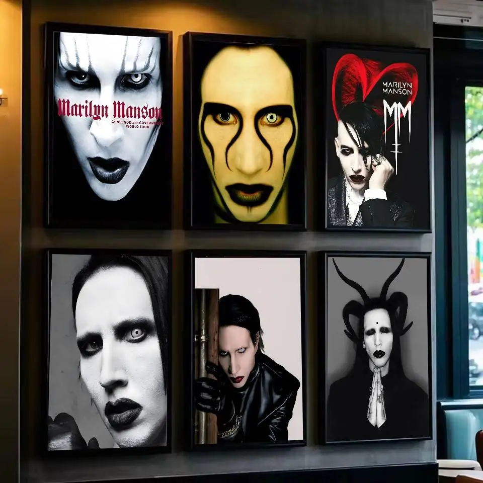 M-Marilyn Manson Poster Art With Prints Home Bedroom Living Room Decoration Gift