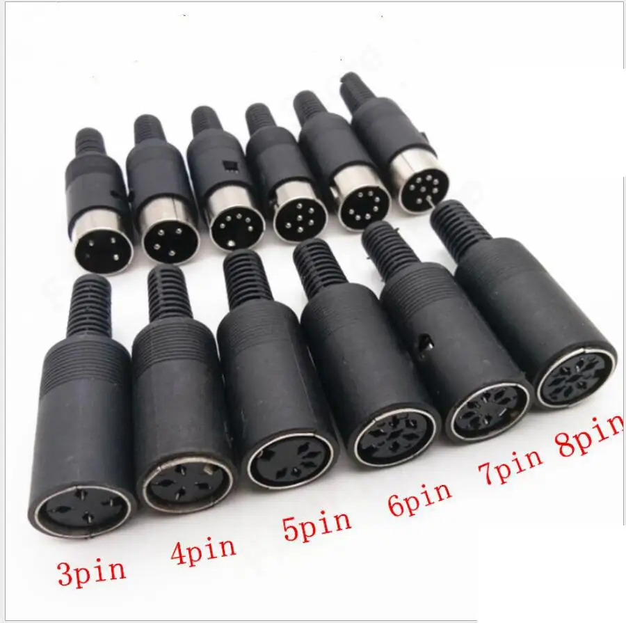 DIN 3pin 4pin 5pin 6pin 7pin 8 Pin Male Female Plug socket jack Solder Connector with Plastic Handle D Connectors M20